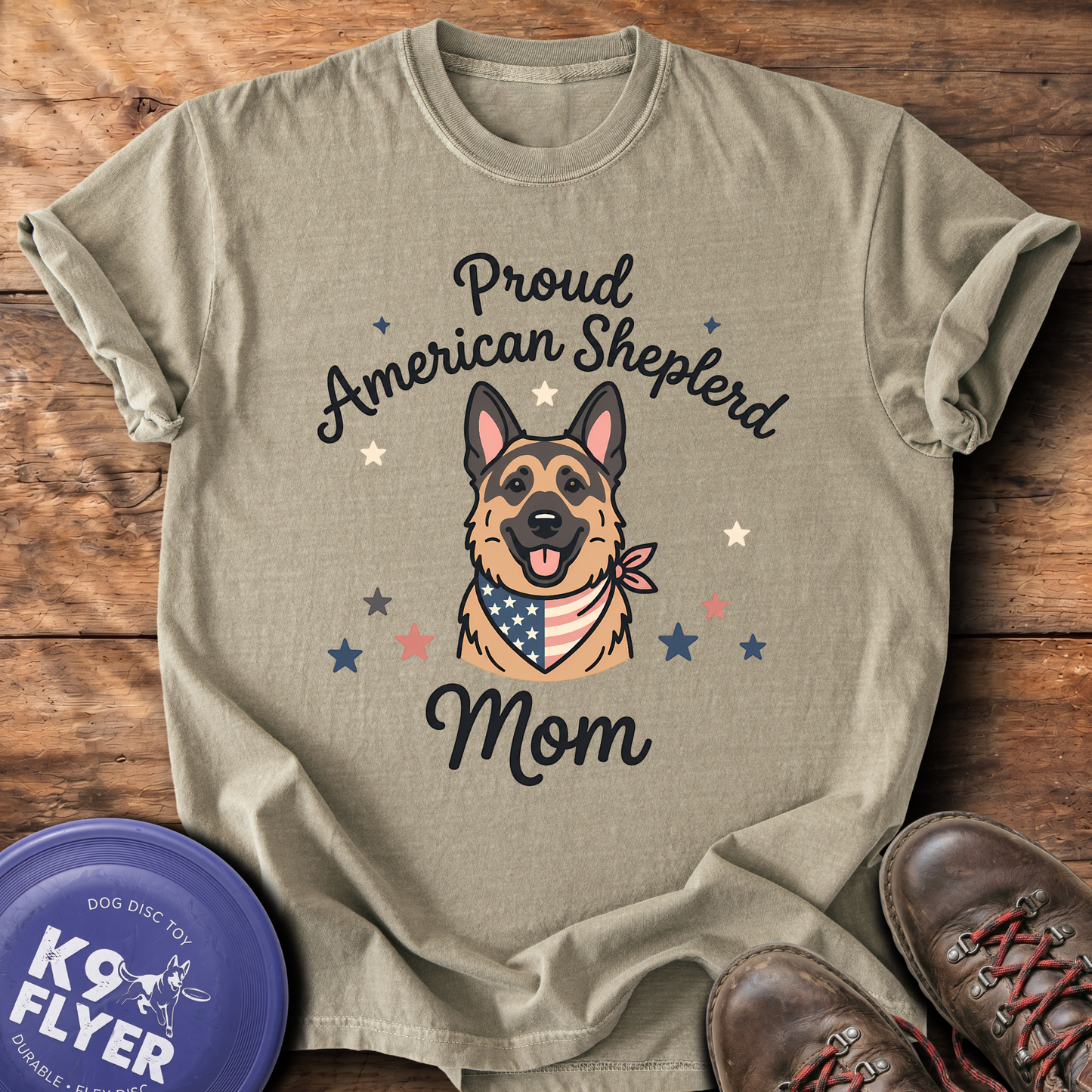 0117 Proud American Shepherd Mom - Khaki
