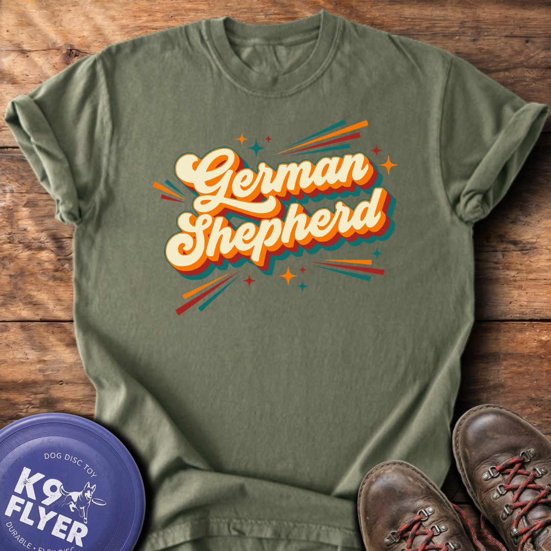 German Shepherd Retro T-Shirt - Sage