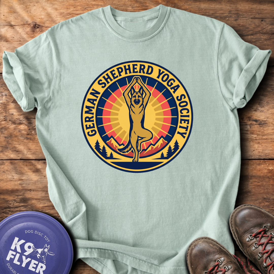 German Shepherd Yoga Society T-Shirt - Bay