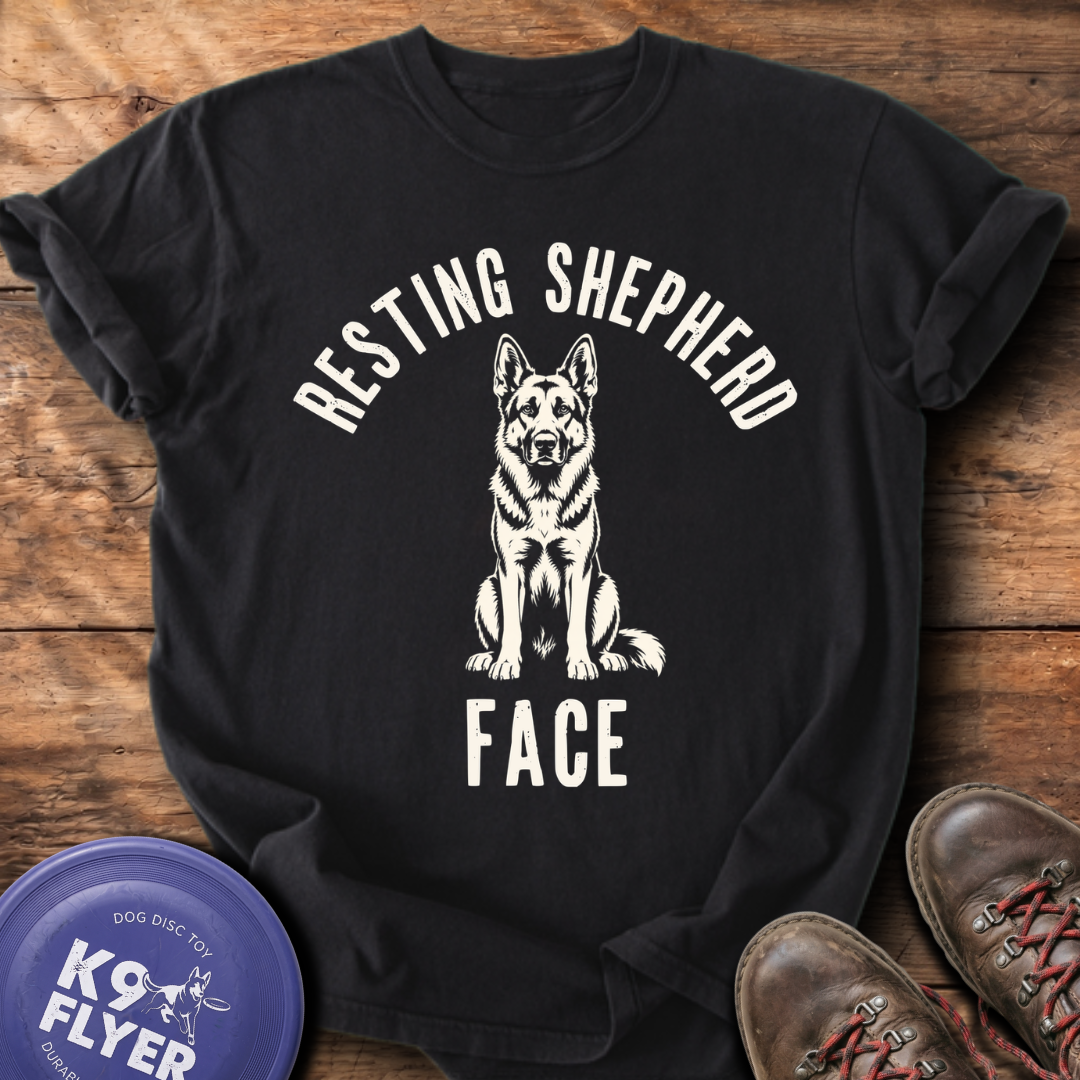 Resting Shepherd Face T-Shirt - Black