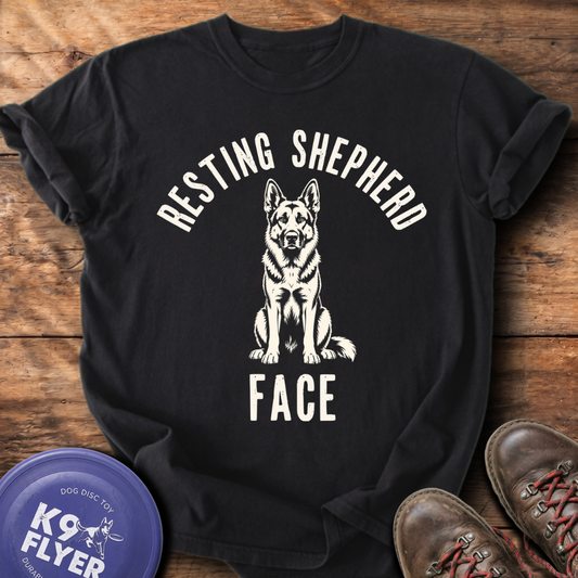 Resting Shepherd Face T-Shirt - Black
