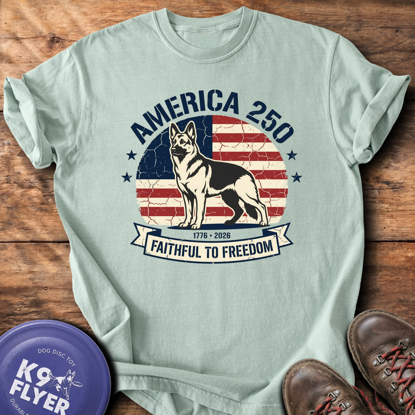 0102 America Flag and GSD - Bay