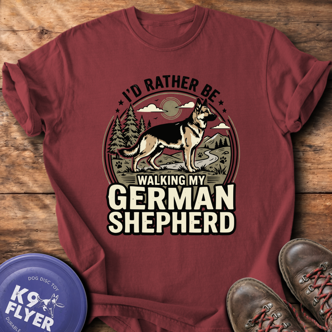 I'd Rather Be Walking My German Shepherd T-Shirt - Brick
