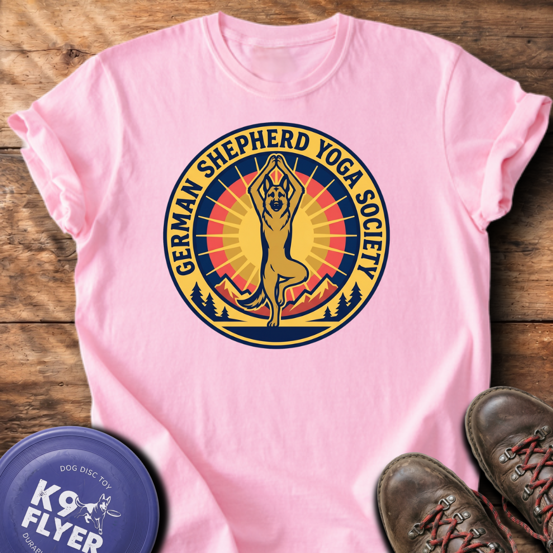 German Shepherd Yoga Society T-Shirt - Blossom