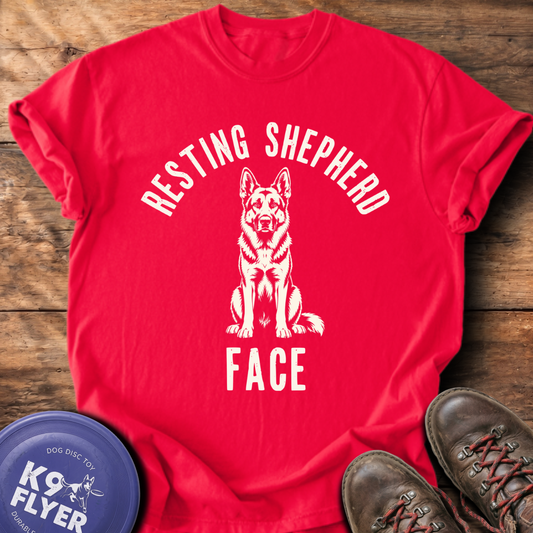 Resting Shepherd Face T-Shirt - Red