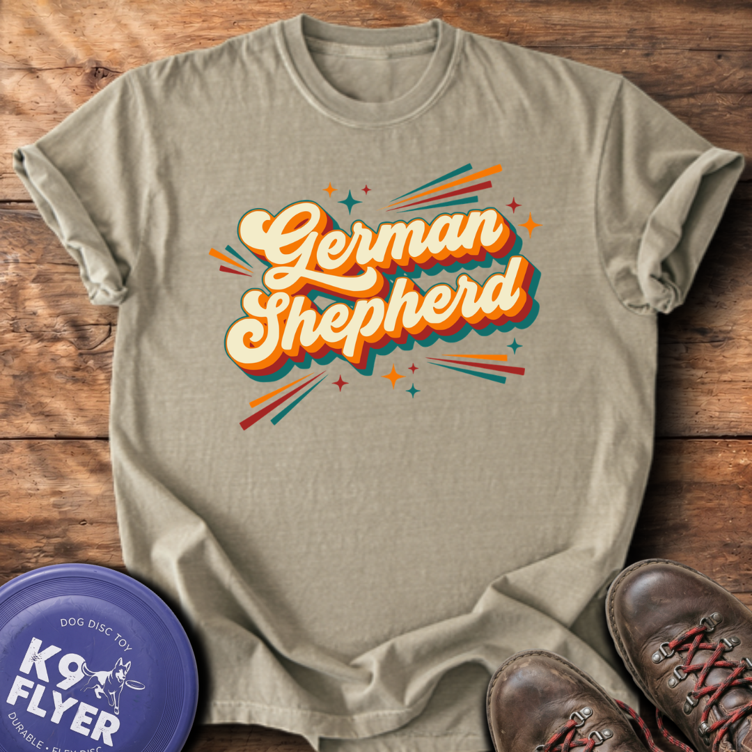 German Shepherd Retro T-Shirt - Khaki