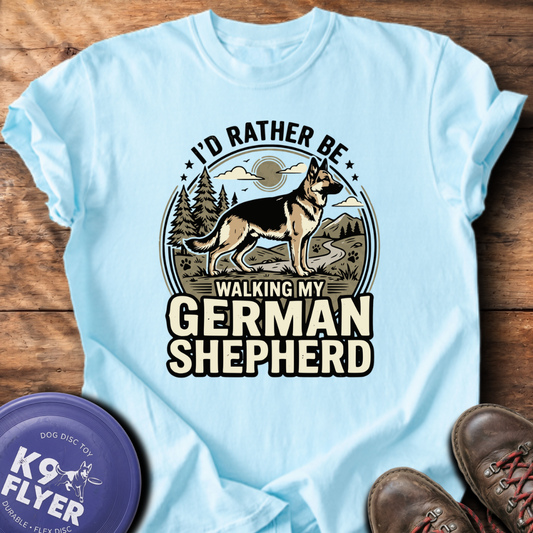 I'd Rather Be Walking My German Shepherd T-Shirt - Chambray