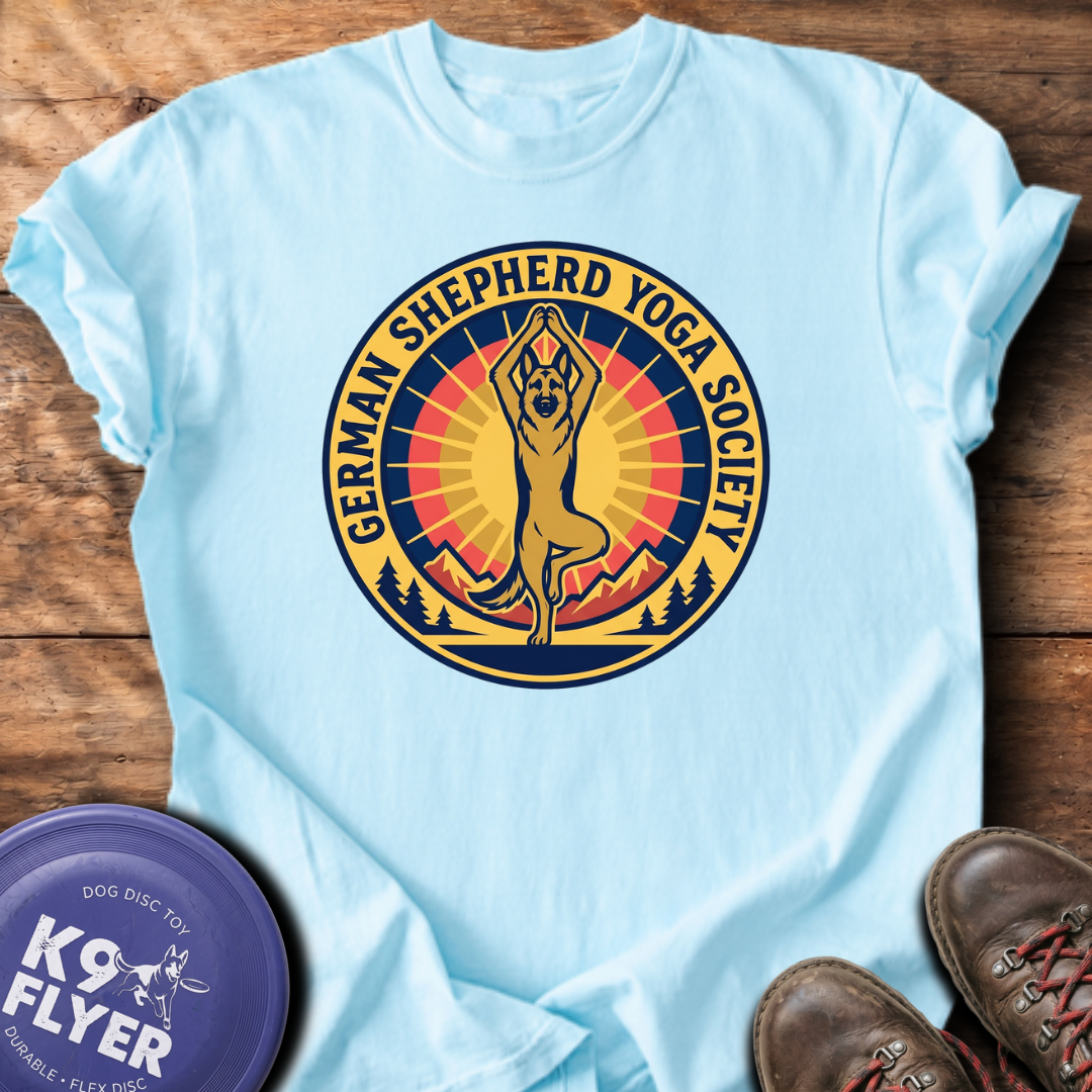 German Shepherd Yoga Society T-Shirt - Chambray