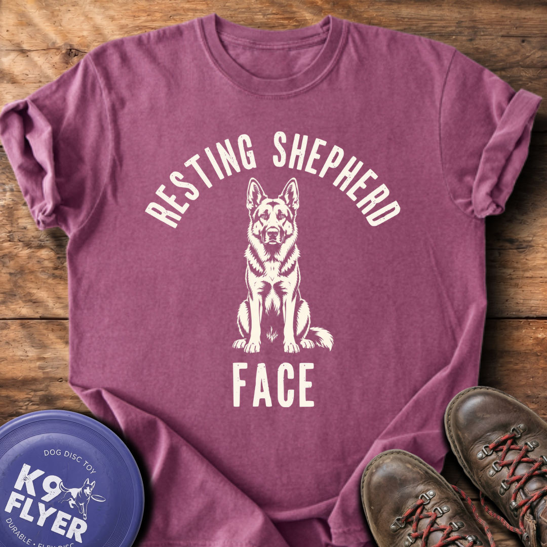 Resting Shepherd Face T-Shirt - Berry
