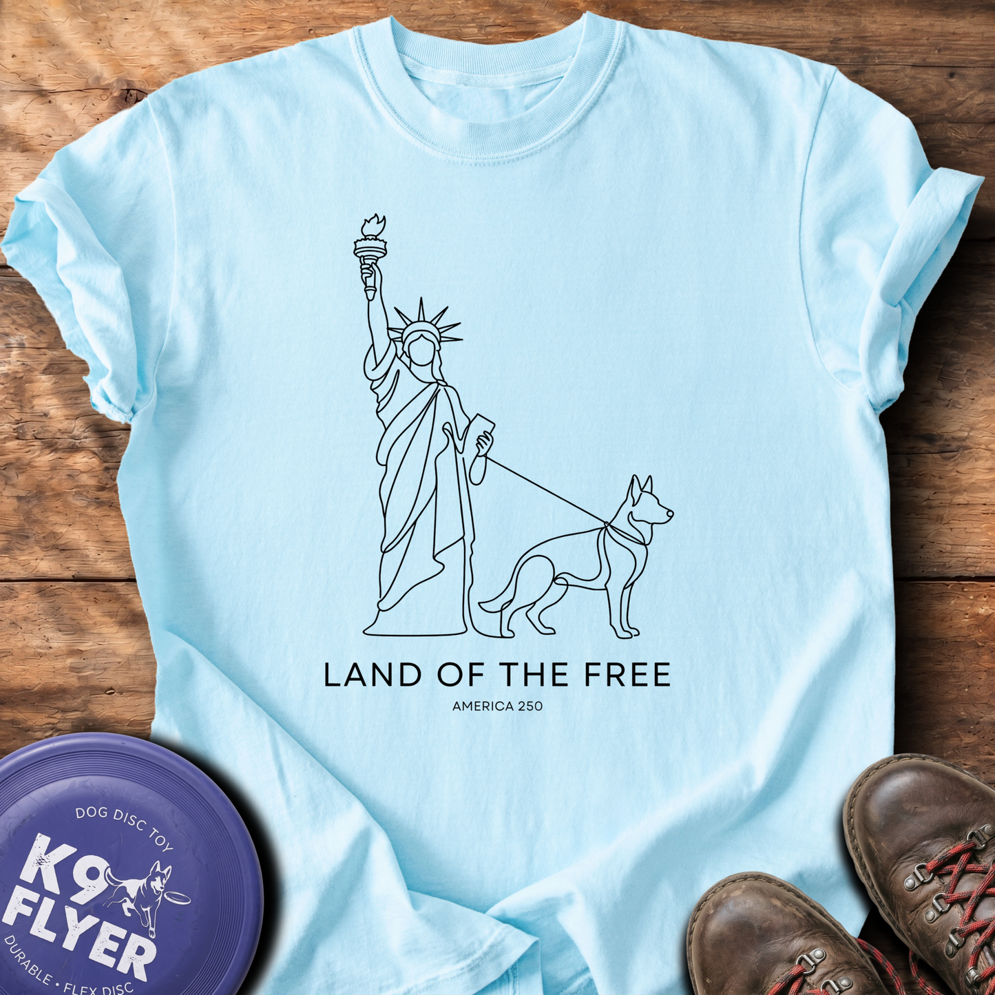 0115 Land Of Free Line Art - Chambray