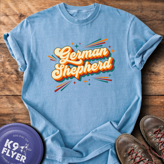 German Shepherd Retro T-Shirt - Washed Denim