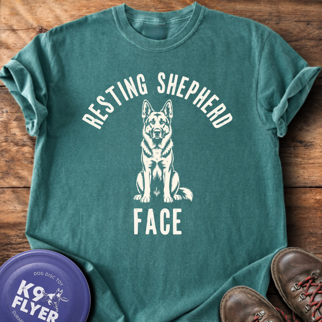 Resting Shepherd Face T-Shirt - Blue Spruce