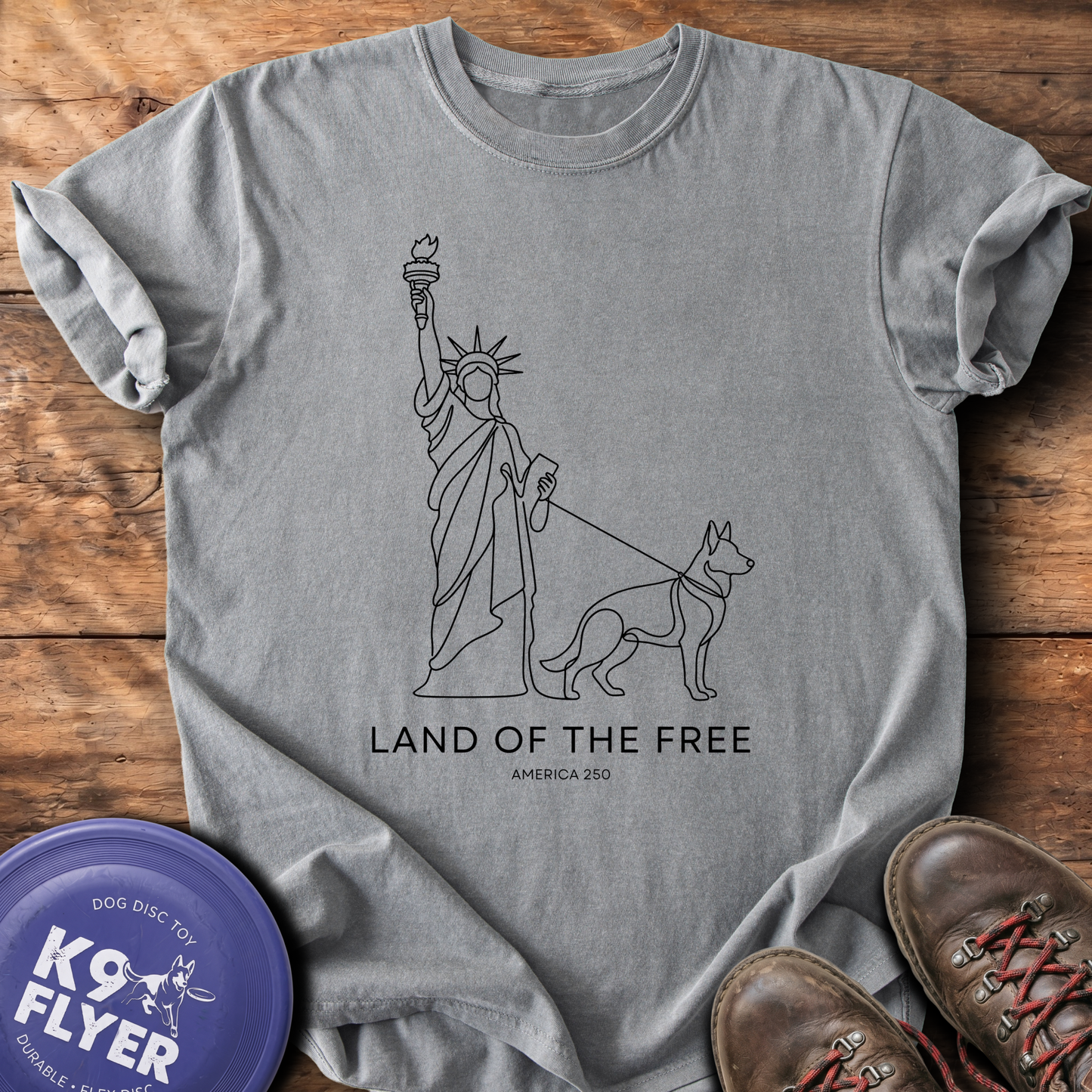 0115 Land Of Free Line Art - Grey