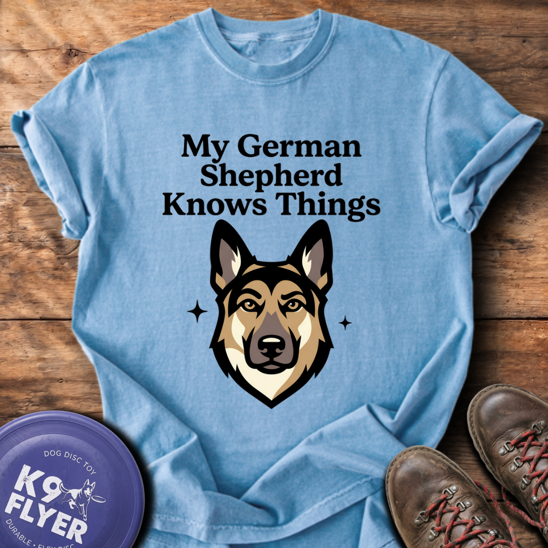 My GSD Knows Things - Washed Denim