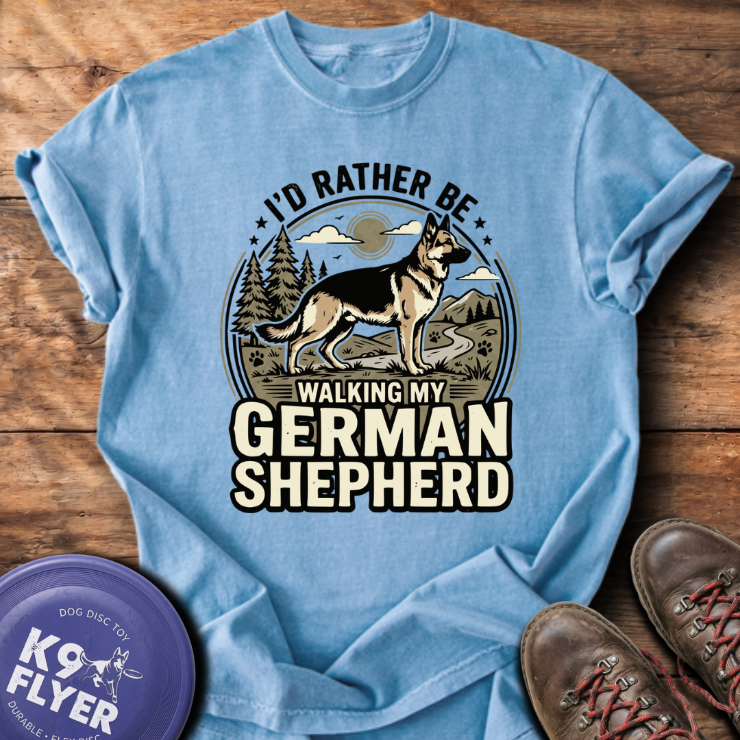 I'd Rather Be Walking My German Shepherd T-Shirt - Washed Denim