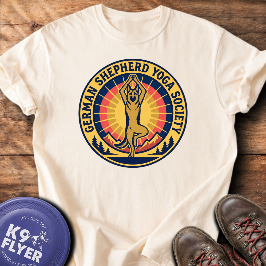 German Shepherd Yoga Society T-Shirt - Ivory