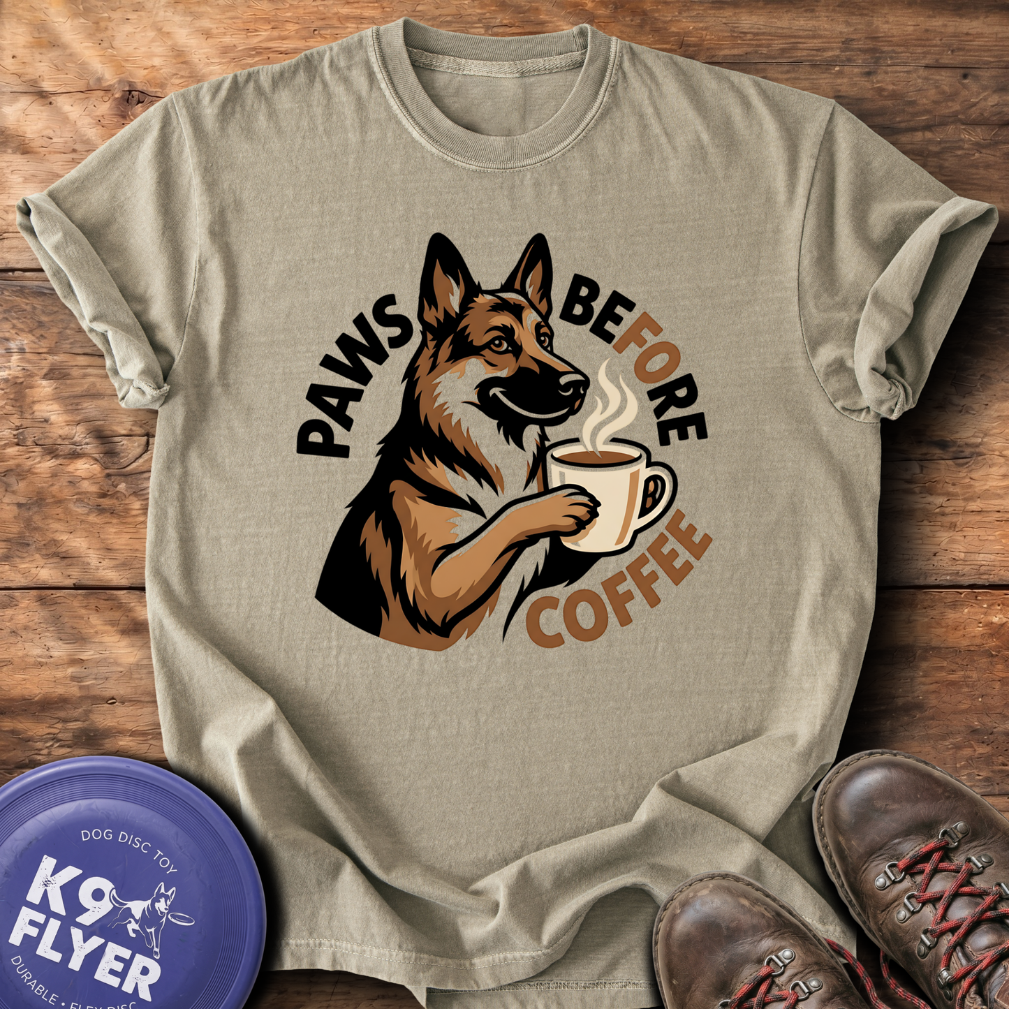0122 Paws Before Coffee - Khaki