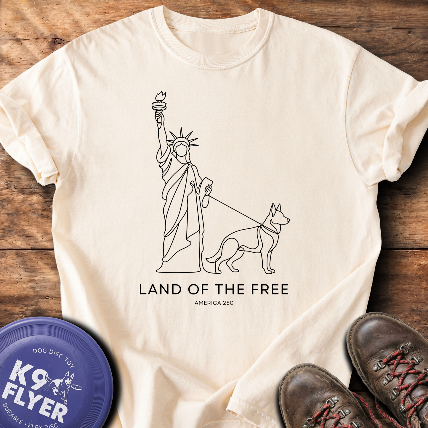 0115 Land Of Free Line Art - Ivory