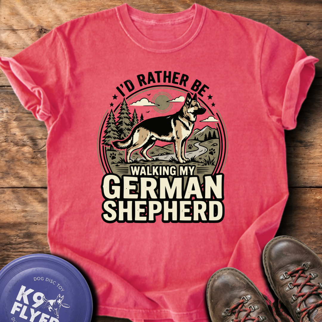 I'd Rather Be Walking My German Shepherd T-Shirt - Watermelon