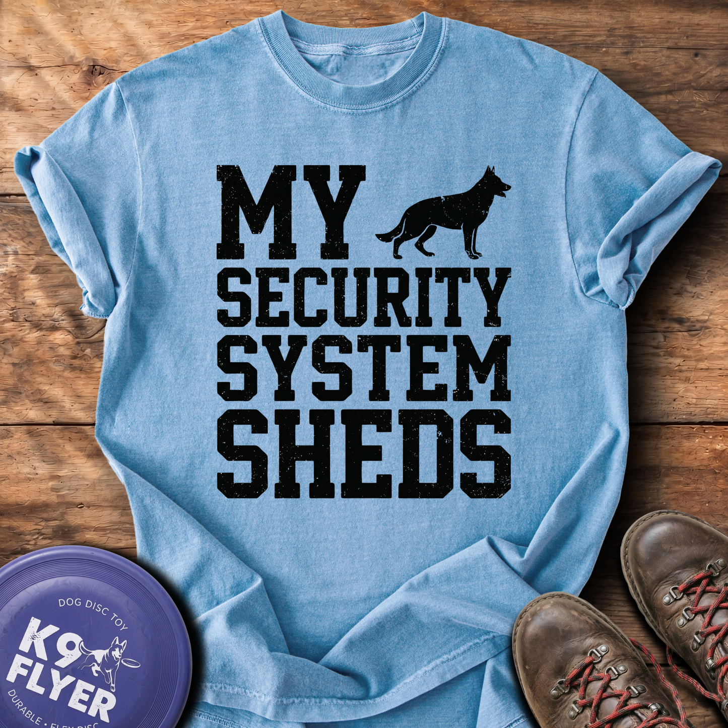 My Security System Sheds T-Shirt - Washed Denim