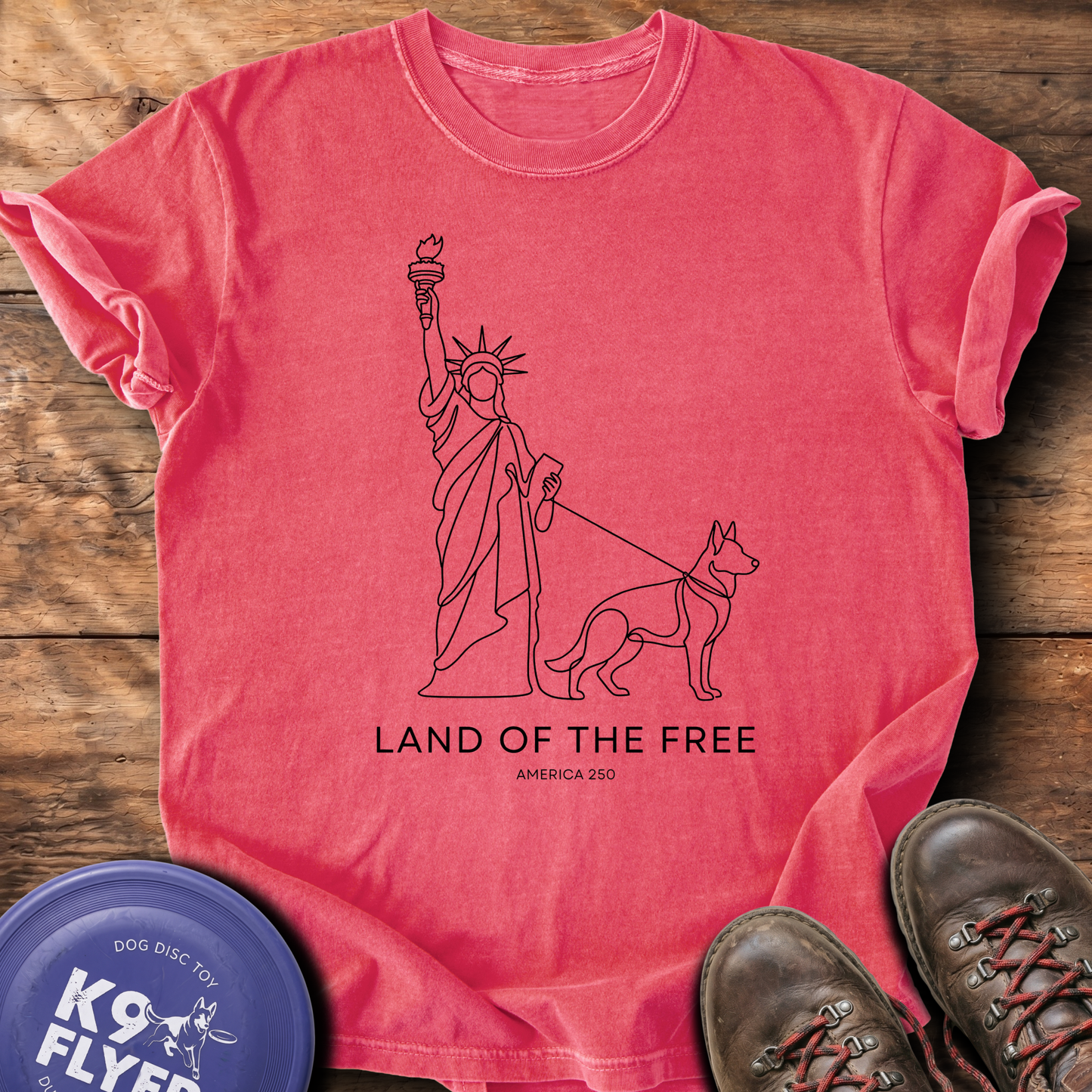 0115 Land Of Free Line Art - Watermelon