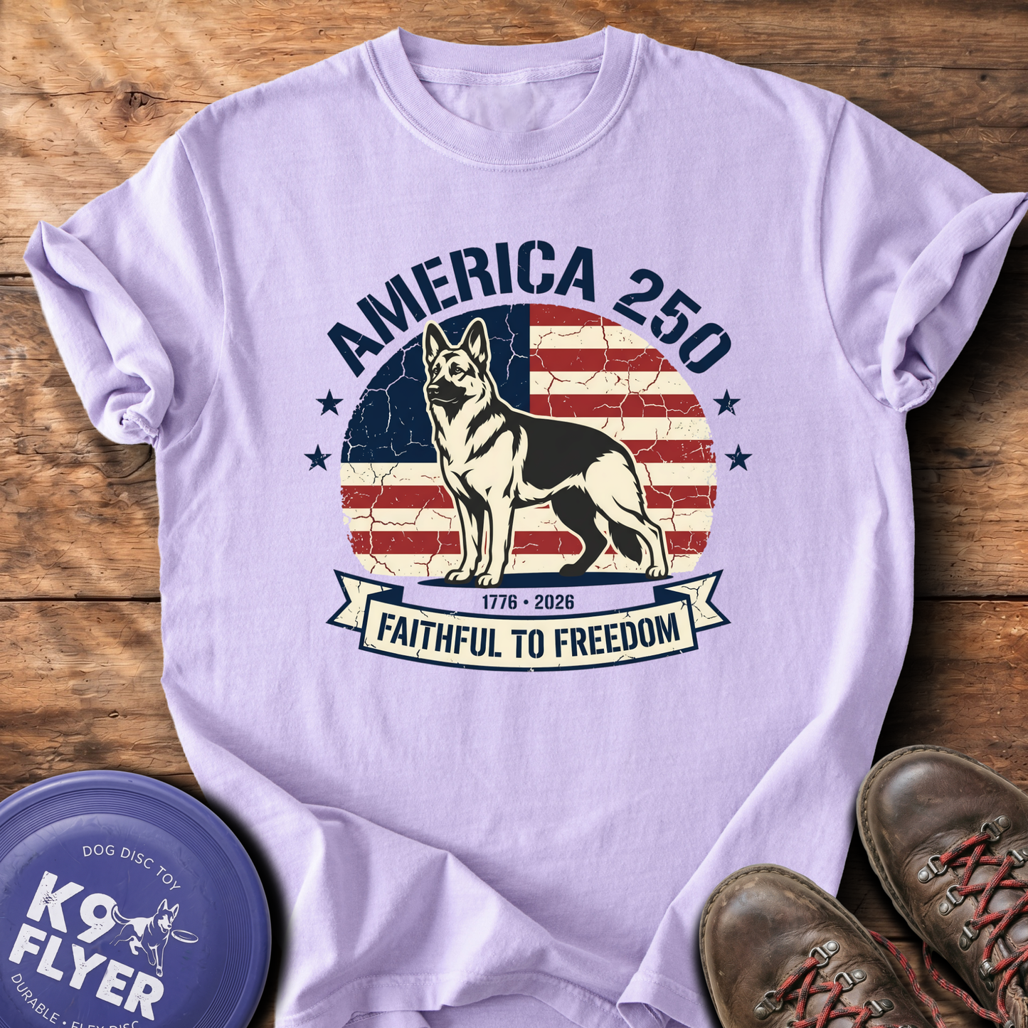 0102 America Flag and GSD - Orchid
