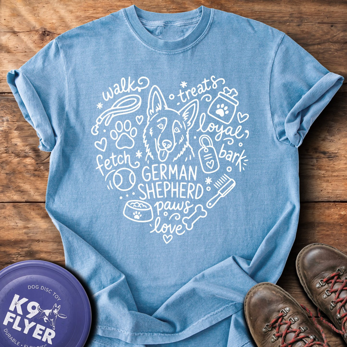 0011 Heart Doodle - Washed Denim