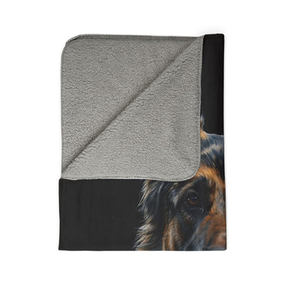 German Shepherd Portrait Fleece Sherpa Blanket