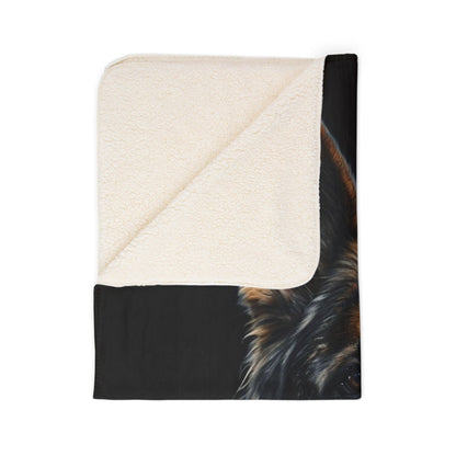 German Shepherd Portrait Fleece Sherpa Blanket