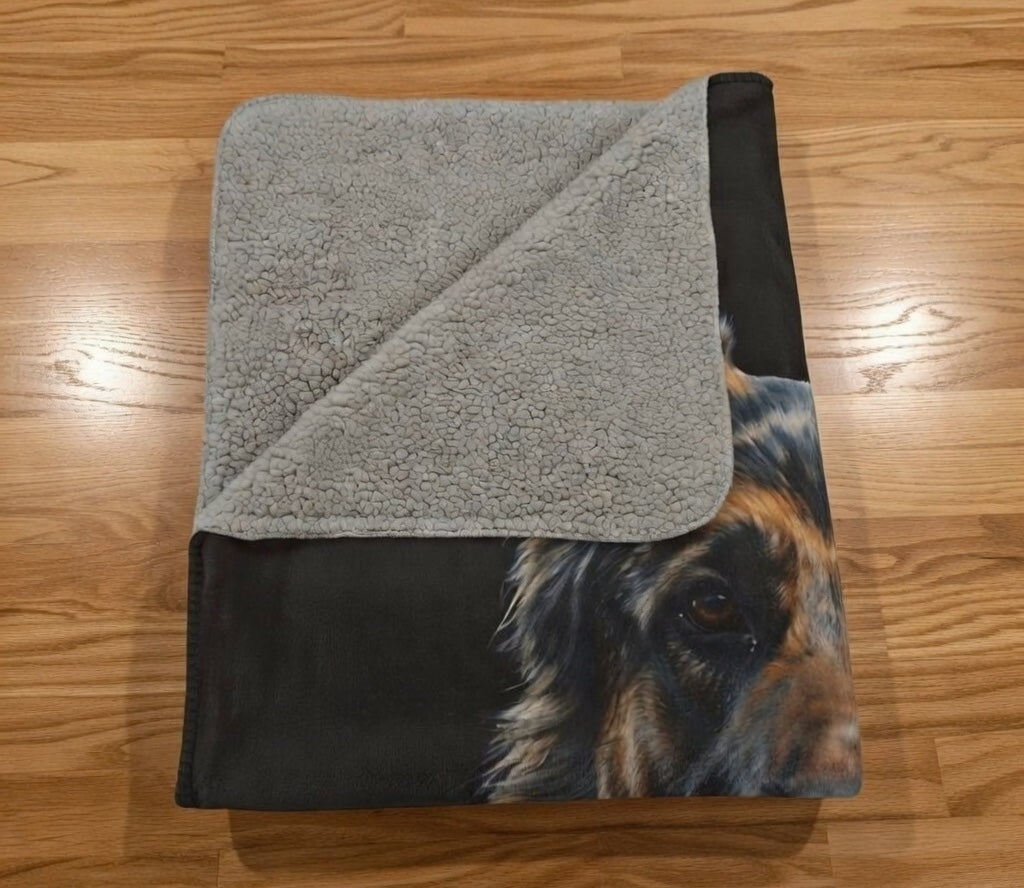 Regal Guardian - Shepherd Portrait Sherpa Blanket