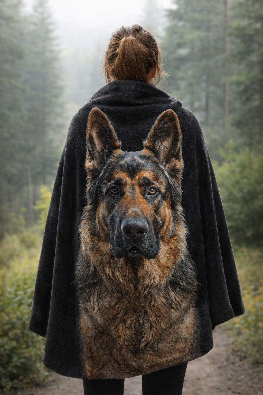 German Shepherd Portrait Fleece Sherpa Blanket
