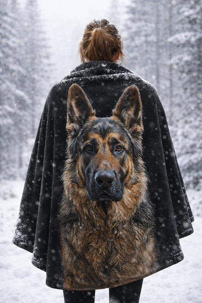 German Shepherd Portrait Fleece Sherpa Blanket