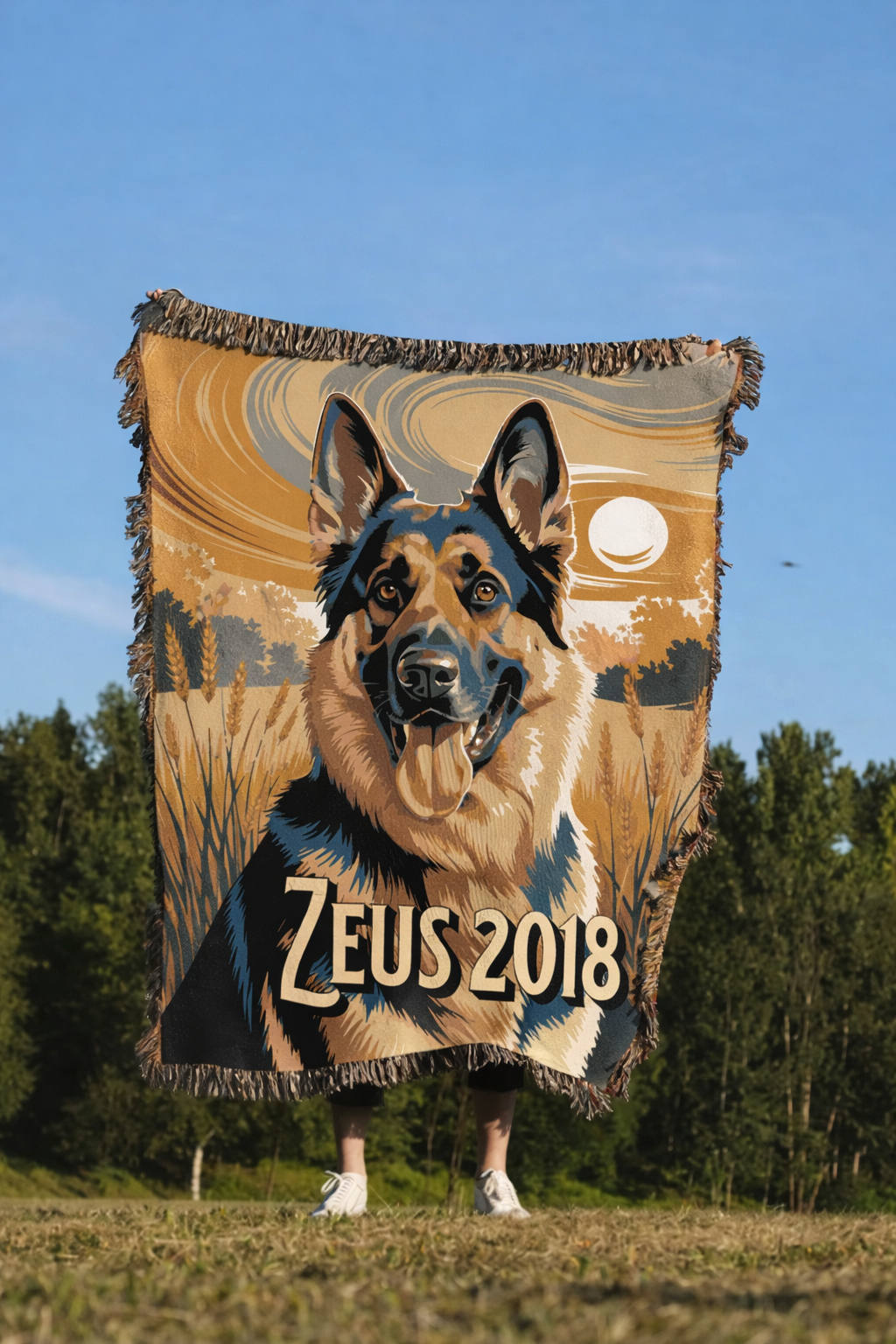 🐾 GOLDEN FIELDS – WOVEN TAPESTRY BLANKET