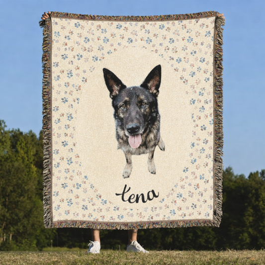 Pawprints Portrait Premium Woven Blanket