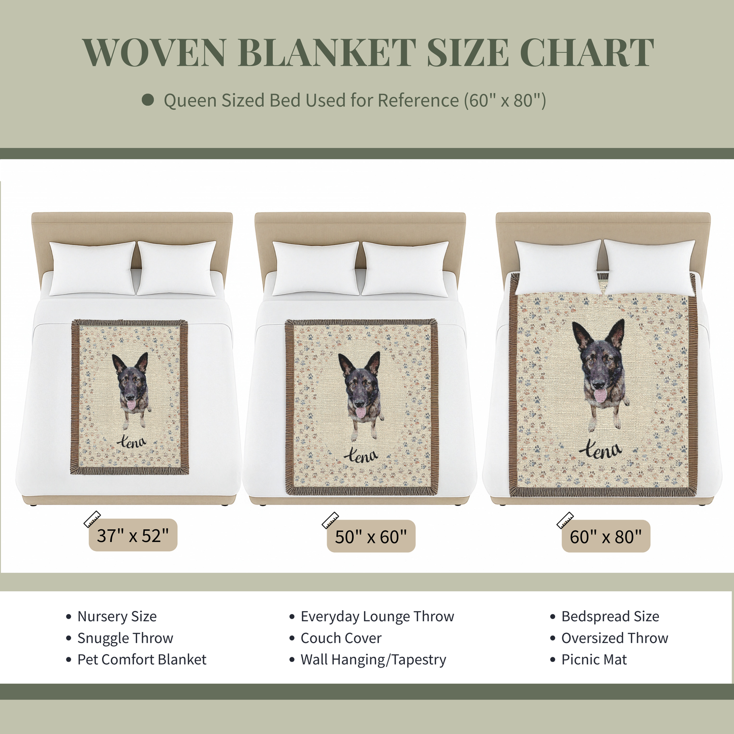 Pawprints Portrait Premium Woven Blanket