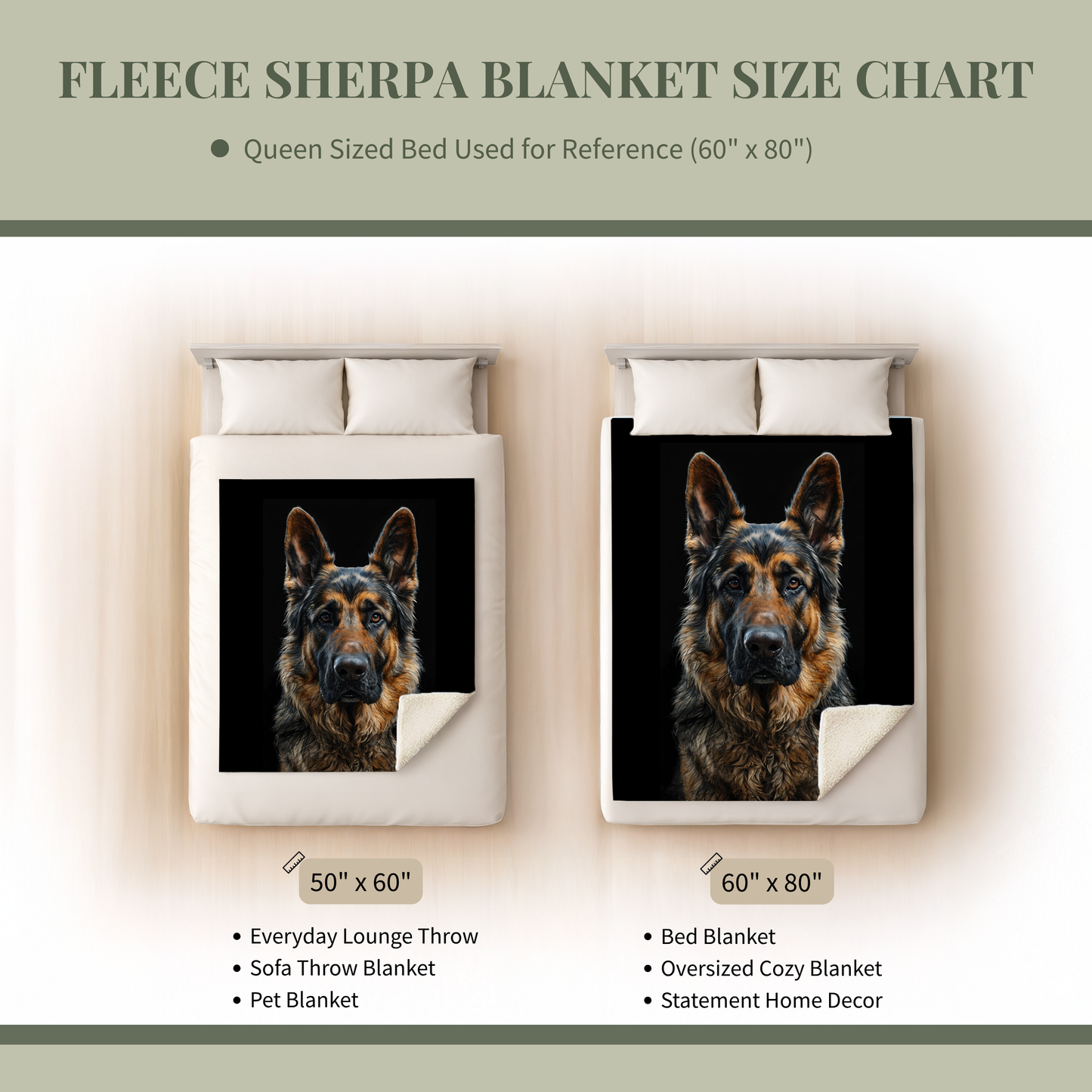 Regal Guardian - Shepherd Portrait Sherpa Blanket