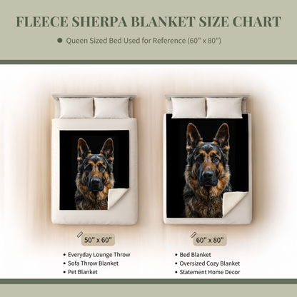 Regal Guardian - Shepherd Portrait Sherpa Blanket