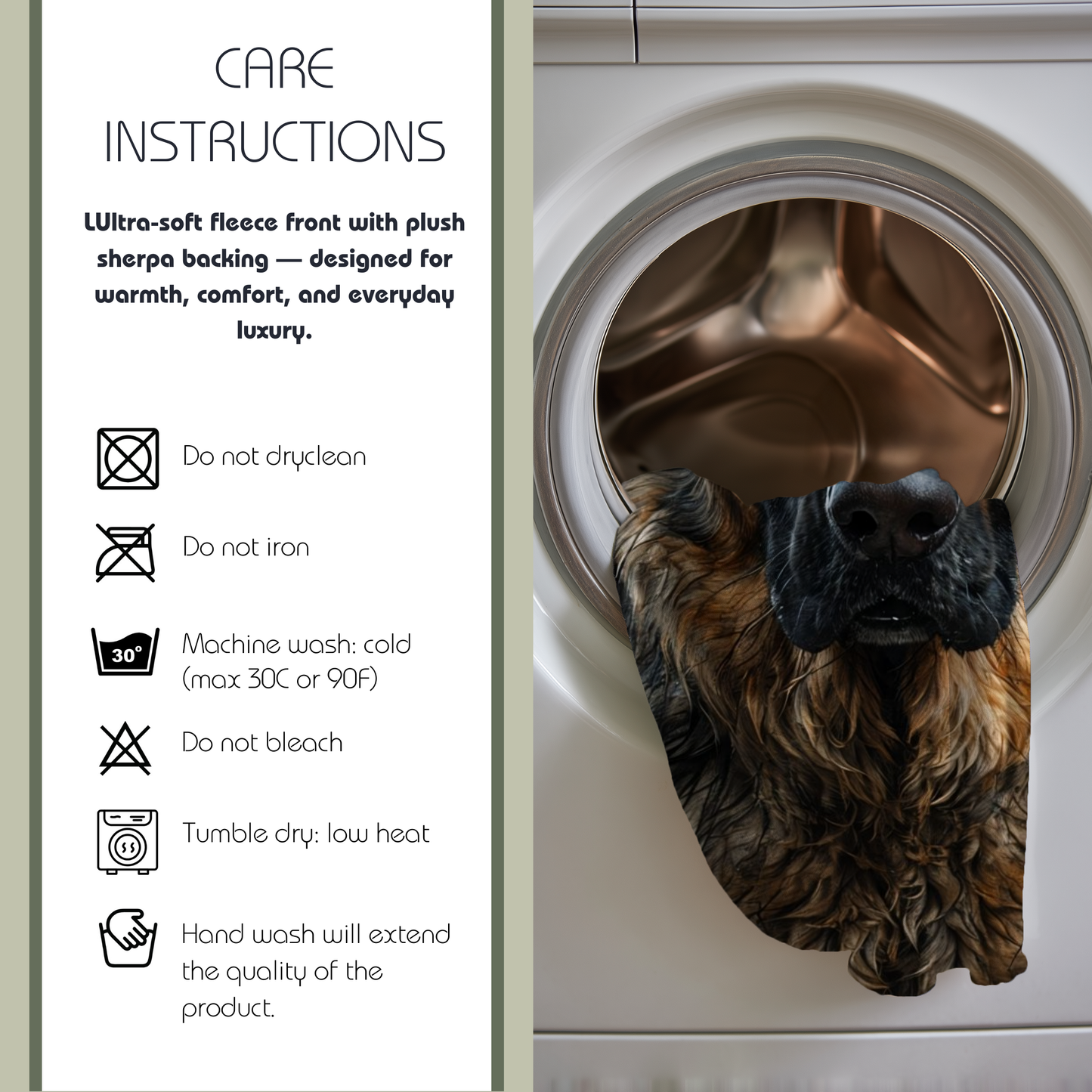 Regal Guardian - Shepherd Portrait Sherpa Blanket