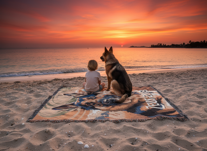 🐾 GOLDEN FIELDS – WOVEN TAPESTRY BLANKET