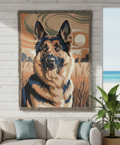 🐾 GOLDEN FIELDS – WOVEN TAPESTRY BLANKET