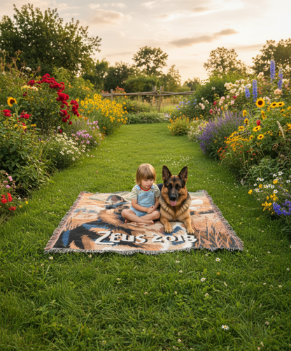 🐾 GOLDEN FIELDS – WOVEN TAPESTRY BLANKET