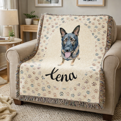 Pawprints Portrait Premium Woven Blanket