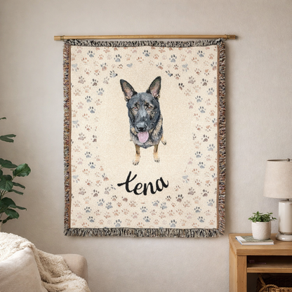 Pawprints Portrait Premium Woven Blanket